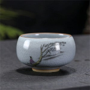 2pc 130ml Ruyao Cup Crackle Glaze Porcelain Cup of Tea Under Glaze Chinese Tea