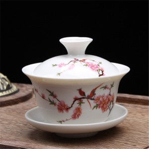 Porcelain Tureen Chinese Kungfu Gaiwan Tea Brewer Bowl Lid Cup Saucer 100ml New