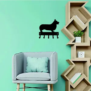 Corgi Dog - Key Hooks & Keychain Holder - 6 Inch Wide/9 Inch Wide Metal Wall Art