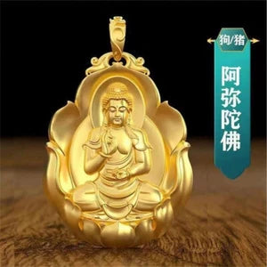 Gilt Zodiac Signs Buddha Eight Guardian Spirits Pendant Handicraft Amulets
