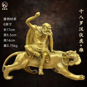 1pc Eighteen Bronze Statues of Arhat Descending Dragon Statue Brass Buddha