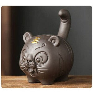 7.5cm Yixing Purple Clay Tiger Statue Figurine Tea Pets Tea Table Decor Tea Set