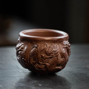 Handmade Tea Cup Dragon Carved Master Personal Cup 130ml Real Yixing Zisha Clay