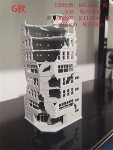 Railway Scenery City Ruin Building Abandoned Tall Office Scenes Model Toy