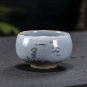 2pc 130ml Ruyao Cup Crackle Glaze Porcelain Cup of Tea Under Glaze Chinese Tea