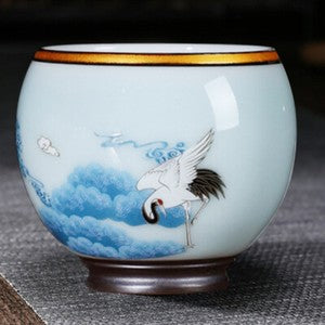 999 Silver gilt tea bowl Ru Kiln Antique Tea Cup Chinese kungfu master tea cup