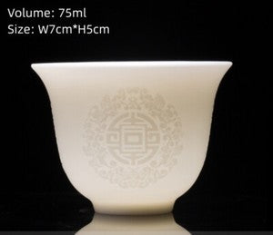 fat mutton jade porcelain tea cup handmade floral relief master cup boutique new