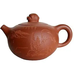 Teapot 9.5oz Chinese Yixing Xishi Tea Pots Handmade Zisha Genuine Clay Pig Lid