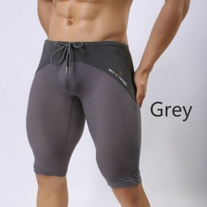 Men Swim Jammers Quick Dry Swimming Shorts Drawstring Swimwear Trunks Plain