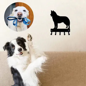 Husky Dog - Key Hooks & Keychain Holder - 6 inch Wide/9 inch Wide Metal Wall Art
