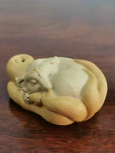chinese yixing zisha tea pet fox decoration yellow DuanClay Nine-tailed fox