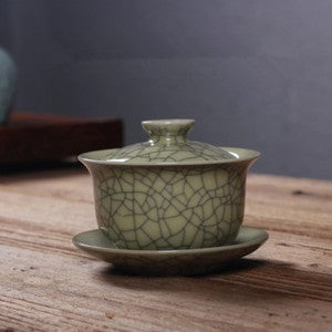 Real Longquan Celadon Gaiwan China Tea Bowl Porcelain Cup Saucer Marked Tea Bowl
