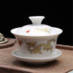 Porcelain Tureen Chinese Kungfu Gaiwan Tea Brewer Bowl Lid Cup Saucer 100ml New