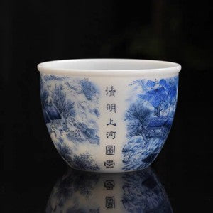 Gilding Hand Painted Tea Cup Fat Mutton Jade Porcelain Master Cup Pu'er Tea Cup