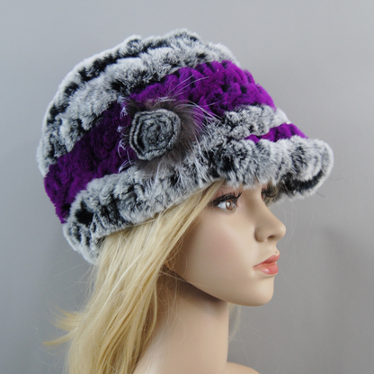 Women Winter Rabbit Fur Caps Warm Real Rabbit Fur Hats Natural Soft Knitted Hat