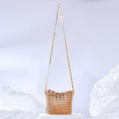 Luxury Bag Metal Sequins Chain Woven Bag Clutch Shoulder Handbag Bag 19*11*1 CM