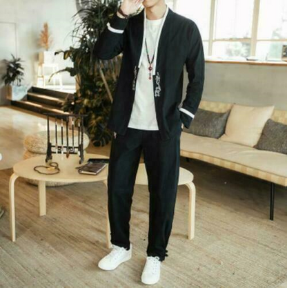 Chinese Mens Loose Harem Linen Cotton Bloomers Pants Coat Trousers Suits Casual