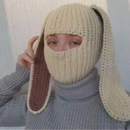 Bunny Hat Knitted Warm Wool Sleeve Cap Party Hat Ski Mask