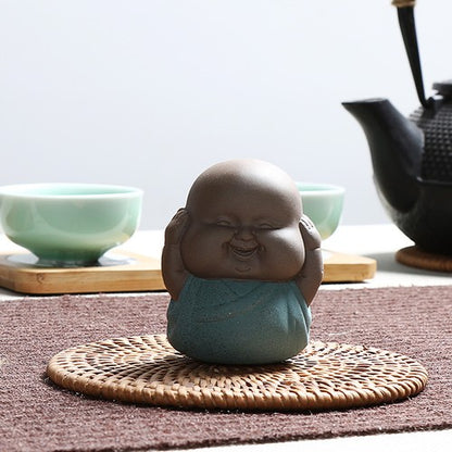 2.6“Novelty Tea Pet Yixing Zisha Purple Clay Statue Lovely Figurine Mini Pet