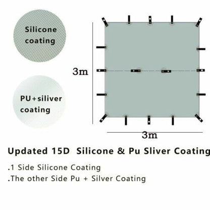 silicone coated nylon ultralight tarp Outdoor awning Tarp portable camping 3*3M