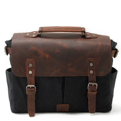Retro Bag Canvas Leather Shoulder Messenger Portable Document Bag Knight Bag