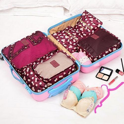6pcs/set Cosmetic Bag Travelling Purse Waterproof Luggage Clothes Organizer Case