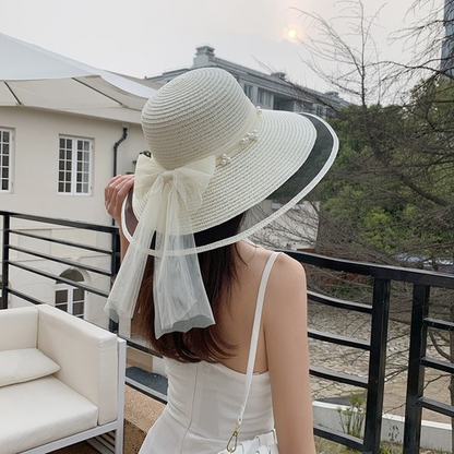 Foldable Wide Brim Floppy Girls Straw Hat Sun Hat Beach Summer Hat Protect Cap