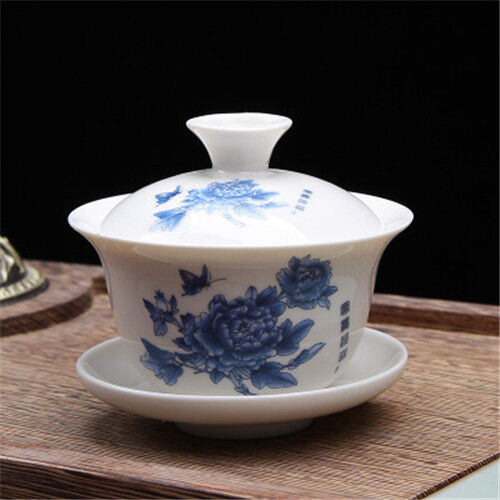 porcelain tureen Chinese kungfu gaiwan tea brewer bowl lid cup saucer 100ml new
