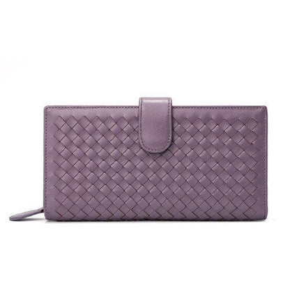 Sheep Leather Wallet Leather Woven Coin Purse Zipper Storage Bag 11*2*9.5 CM 1PC