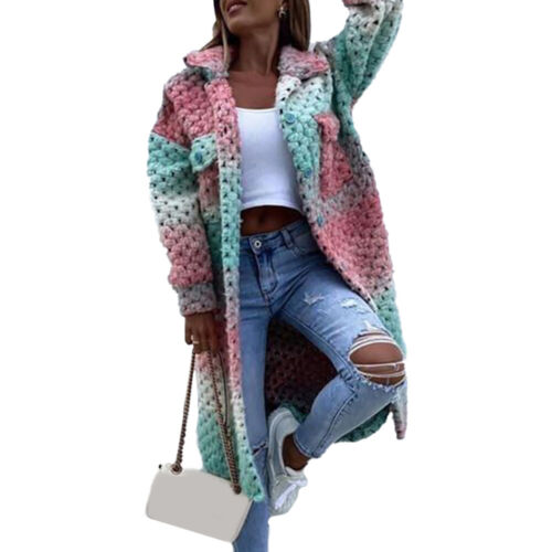 UK Womens Plaid Overcoat Ladies Casual Baggy Long Jacket Coat Outwear