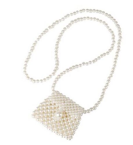 Handmade Beaded Dumpling Shape Pearl Woven Bag Shoulder Purse Clutch Coin Purse