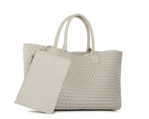 Candy Color Woven Tote Bag Fashion One Shoulder Bag Large Handbag Shopping Bags