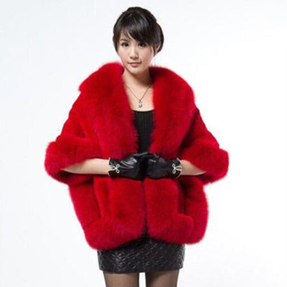 Women Luxury Fluffy Faux Fur Shawl Bridal Wedding Evening Cape Warm Dress Stole