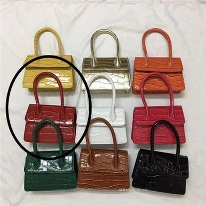 Small Square Bag Leather Handbag Crocodile Pattern Chain Shoulder Messenger Bags
