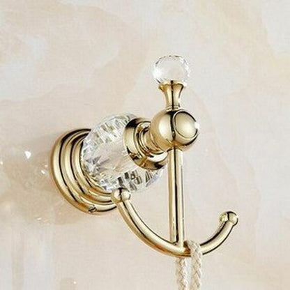 Luxury Crystal Bathroom Accessories Gold Polished Brass Wall Bath Hardware Sets