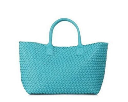 Candy Color Woven Tote Bag Fashion One Shoulder Bag Large Handbag Shopping Bags