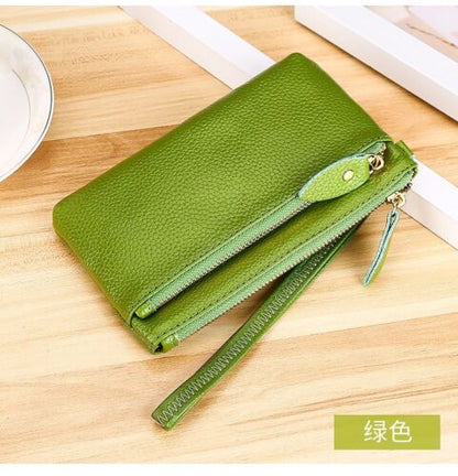 Genuine Cow Leather Wrist Strap Purse Handbag Versatile 17.5*10*0.8 CM Polyester