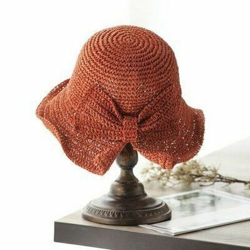 Bow Sun Hat Parent-child Wide Brim Floppy Beach Panama Straw Bucket Femme Shade