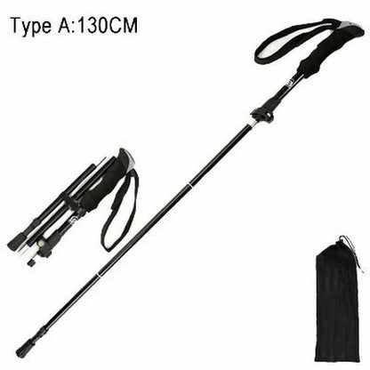 Fold Trekking Pole Portable Hiking Camping Stick Telescopic Nordic Walking Stick
