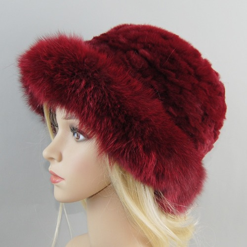 Women Winter Hat Luxury Rabbit Fur Hats Fur Cap Beanies Pink Warm Soft Fur Hat