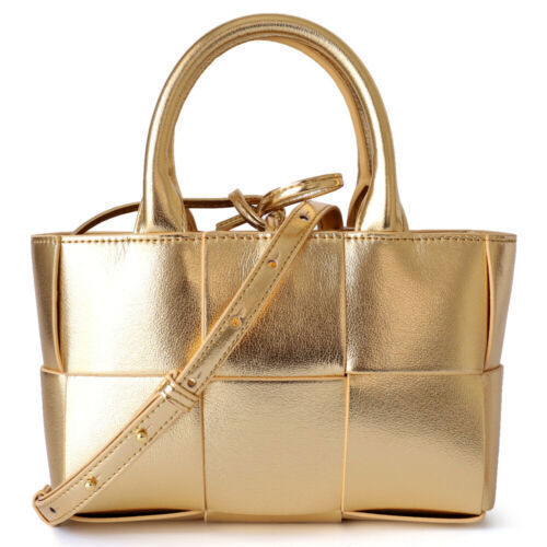 Small Mini Woven Real Leather Double Handles Tote Bag Purse Handbag Crossbody
