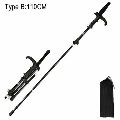 Fold Trekking Pole Portable Hiking Camping Stick Telescopic Nordic Walking Stick