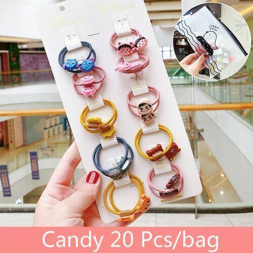 Hair Bands 10/20 Pcs/Bag Shiny Flowers Baby Scrunchies Rubber Kids Accessories