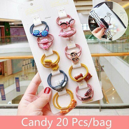Hair Bands 10/20 Pcs/Bag Shiny Flowers Baby Scrunchies Rubber Kids Accessories