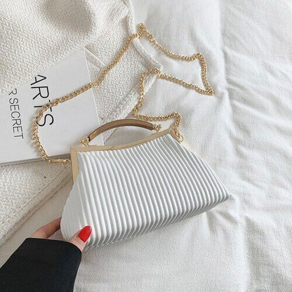 Handbag Handle Pleated Shell Bag Women Clutch Purses Crossbody Bag