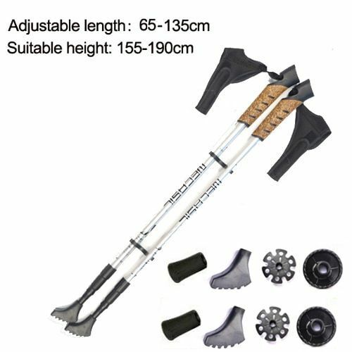 2pcs/lot Nordic Walking Sticks Hiking Aluminum Telescopic Trekking Pole 3 Joints