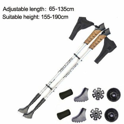 2pcs/lot Nordic Walking Sticks Hiking Aluminum Telescopic Trekking Pole 3 Joints