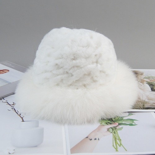 New Style Women Winter Natural Fur Hats Knit Fur Cap Knitted Fluffy Rabbit Fur