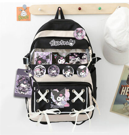 My Melody Kuromi Cinnamoroll Nylon Backpack Cartoon Student Schoolbag Travel Bag