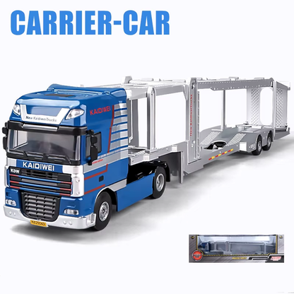 Alloy Double Deck Flatbed Trailer Model Diecast Metal Heavy Semi Trailer Transpo